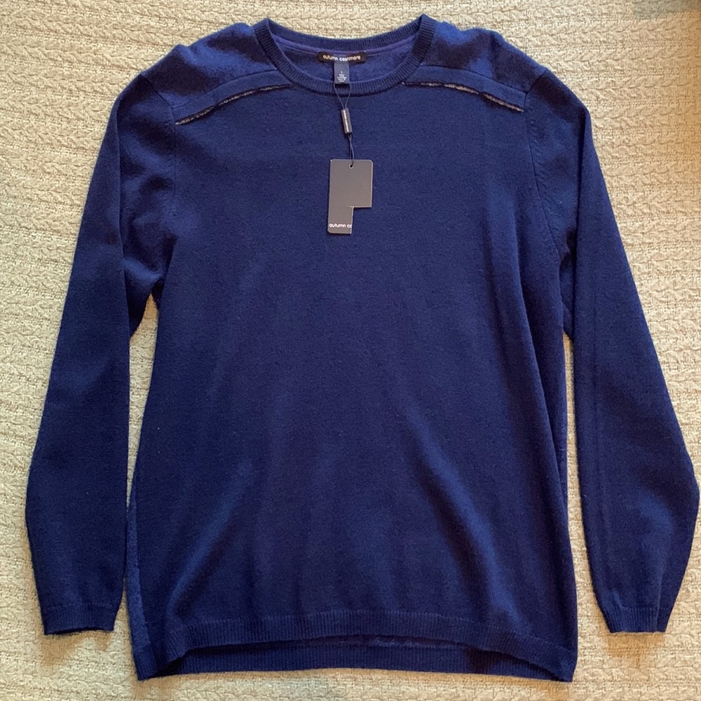 Mens navy Autumn Cashmere crew neck sweater new with tags